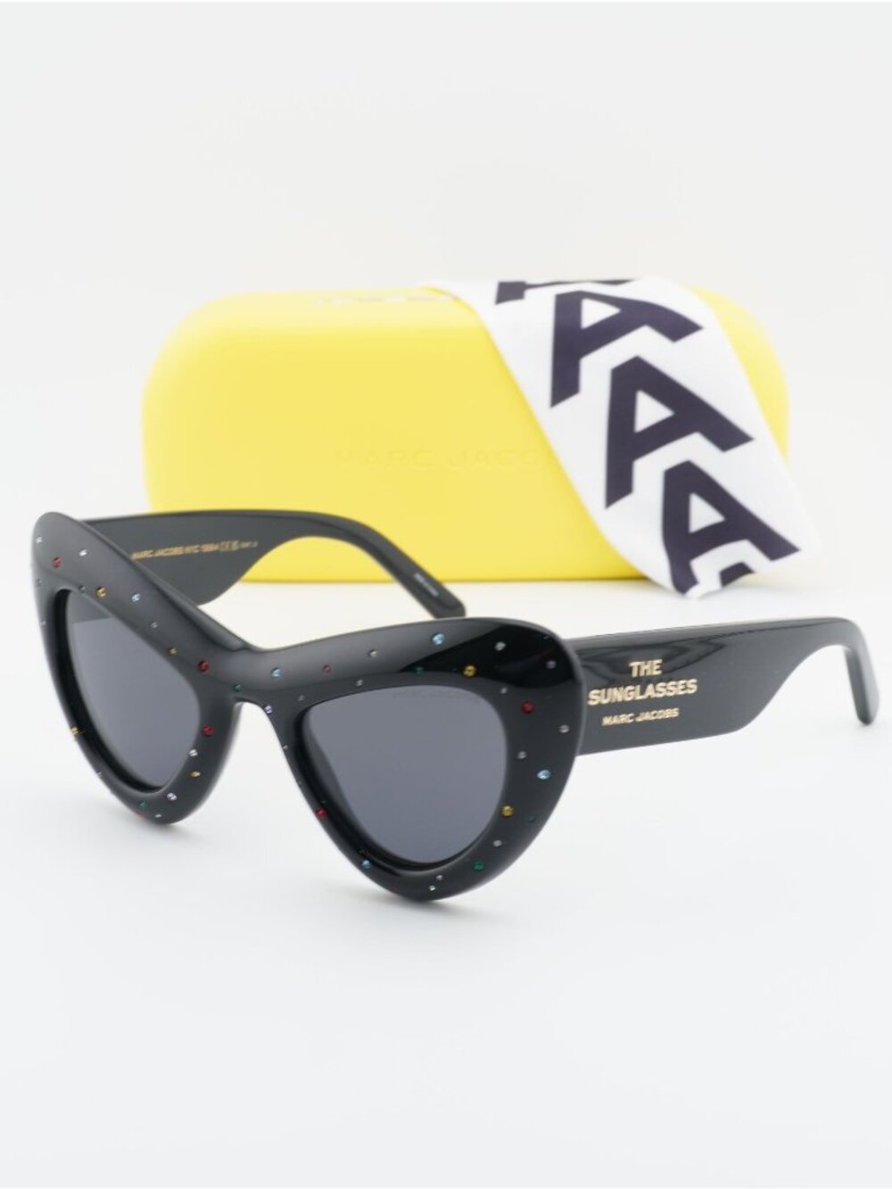 Marc Jacobs MARC 798/S STR 0807 IR Cat Eye Sunglasses -  Black Crystals / Grey